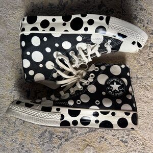 Converse Chuck 70 High Top Polka Dot Sneakers Black White Women’s 8.5 Like New